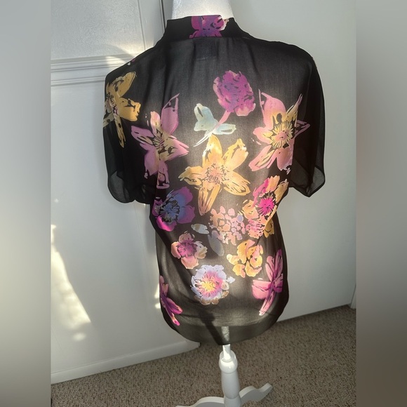 CAbi Black and Pink Sheer Blouse Size XS - Picture 2 of 6